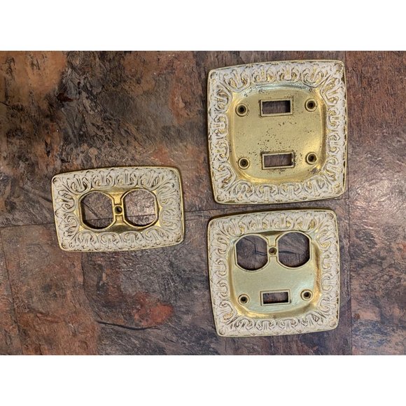 Vintage brass, electrical light switch covers - Picture 1 of 5